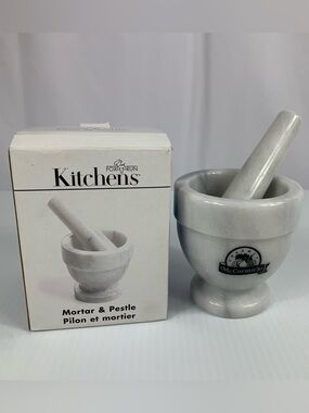 Mortar and Pestle White Gray Marble 4" Diameter Fox & Run Kitchens McCormick